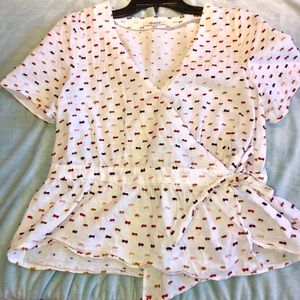 Cotton side wrap blouse, like new.